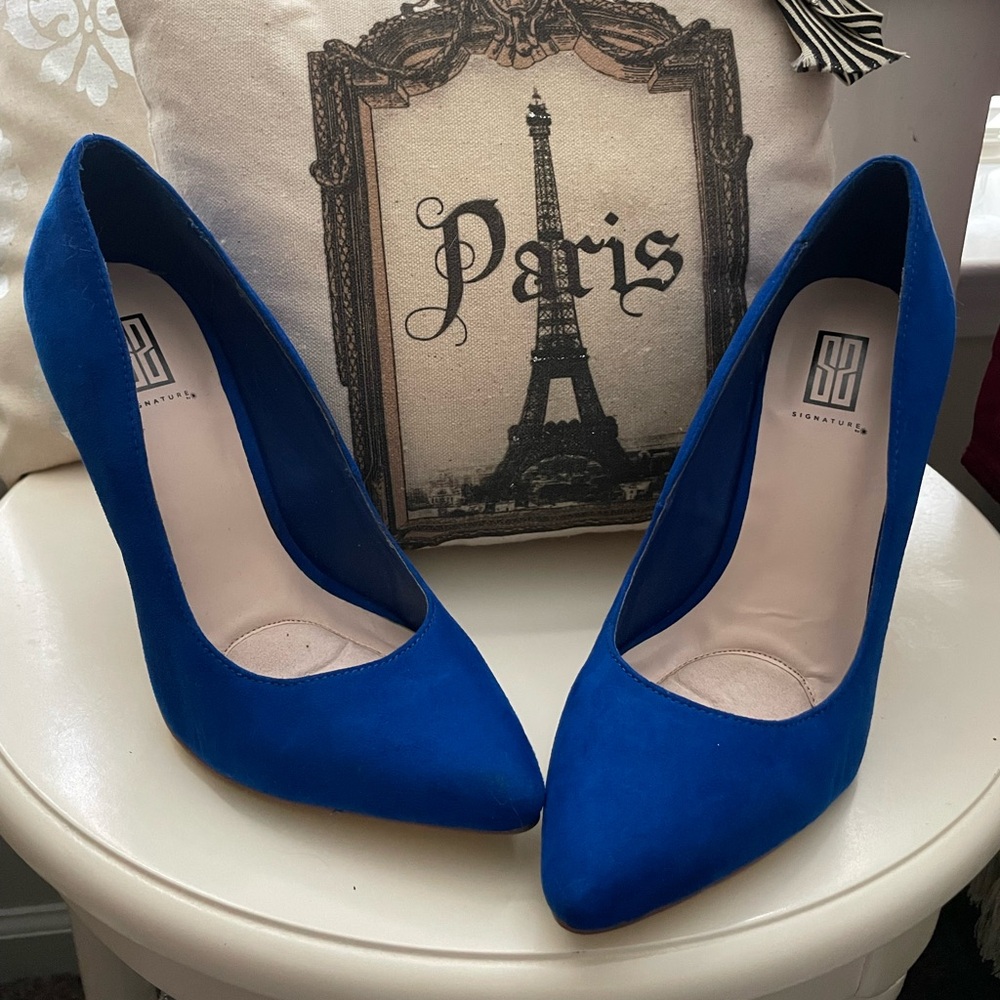 Royal Blue Suede High Heel Pumps